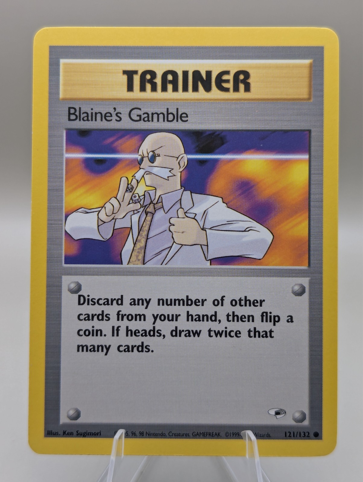 Pokemon TCG 1st Edition Gym Heroes Blaine's Gamble Trainer 121/132 NM