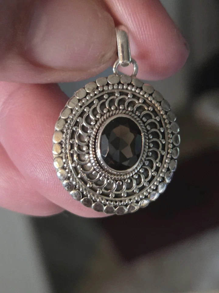 Smokey Quartz 925 Sterling Silver Artisan Pendant  - Image 3 of 4