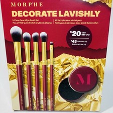 Morphe DECORATE LAVISHLY - 6 Piece Face  Eye Brush Set  Cleaner NEW