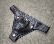 Correa deportiva de cuero para hombre • Soporte de tanga de cuero genuino Calzoncillo Ropa interior