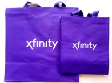 Lot-2-Xfinity Reusable Tote Shopping Bags Size L & S Purple color W/Logo-New