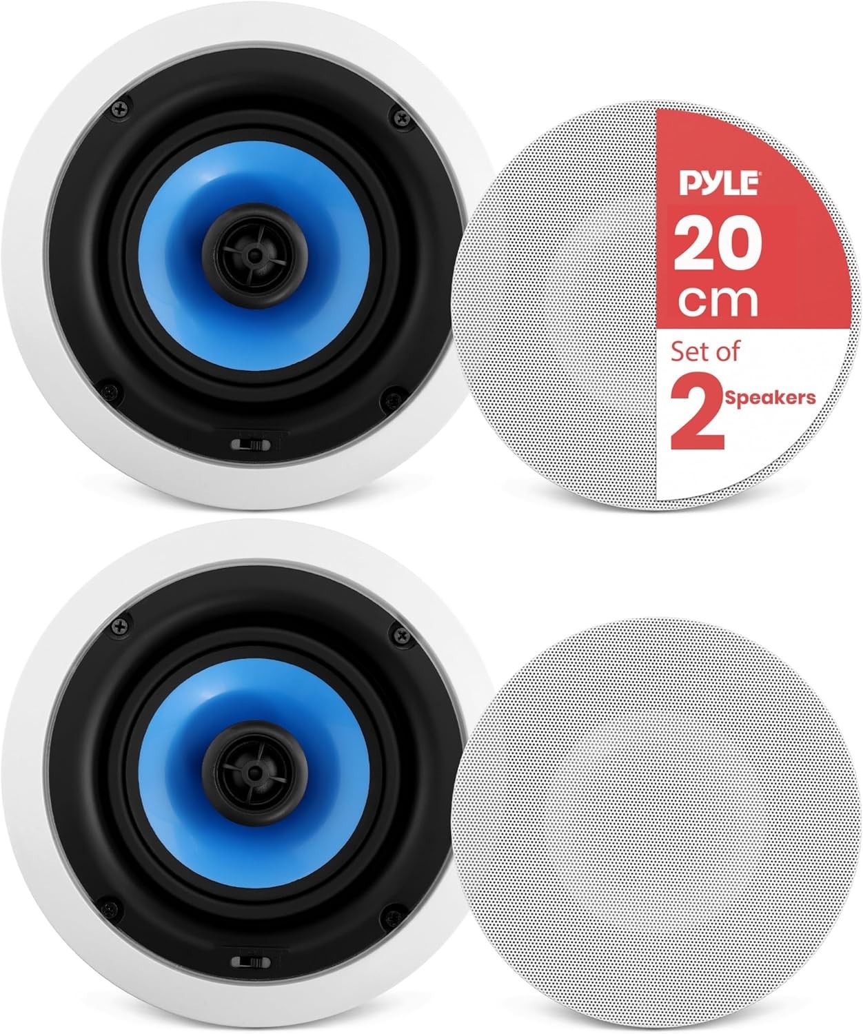 Pyle 8in In Ceiling Speakers PIC8E 300W 2 Way 8 Ohm Home Audio Pair