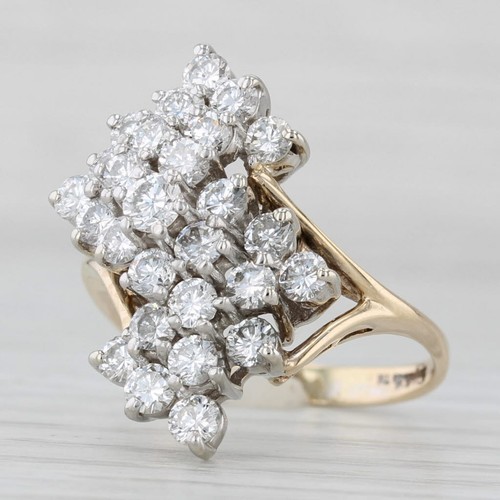 Cluster-Diamantring 1,50 kt 14 kt Gelbgold Größe 6,5 Cocktail - Bild 1 von 10