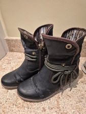 Pavers Relife Rtex Women's Ankle Boots Black Roll Top SIZE 4 37 Some Wear & Tear