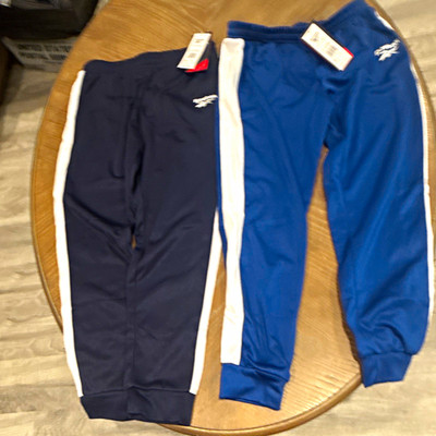 Reebok Boys Tricot Jogger Pants Blue White Side Stripe Size 12 MPN E0747RB8
