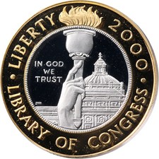 2000-W Library of Congress Commem Bimetallic $10 PCGS PR69 DCAM