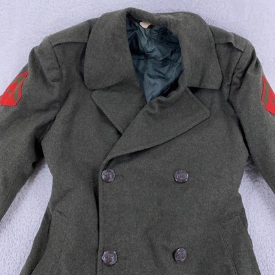 Vintage US Marine Corps Overcoat Mens XS Wool Military Peacoat
