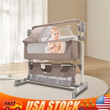 Adjustable Smart Baby Bassinet Height Bedside Music Cradle Baby Bed Crib 20kg US