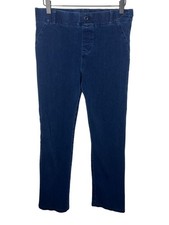 Betabrand Petite M Pull On Straight Leg Jeans Blue Stretch Denim Pants