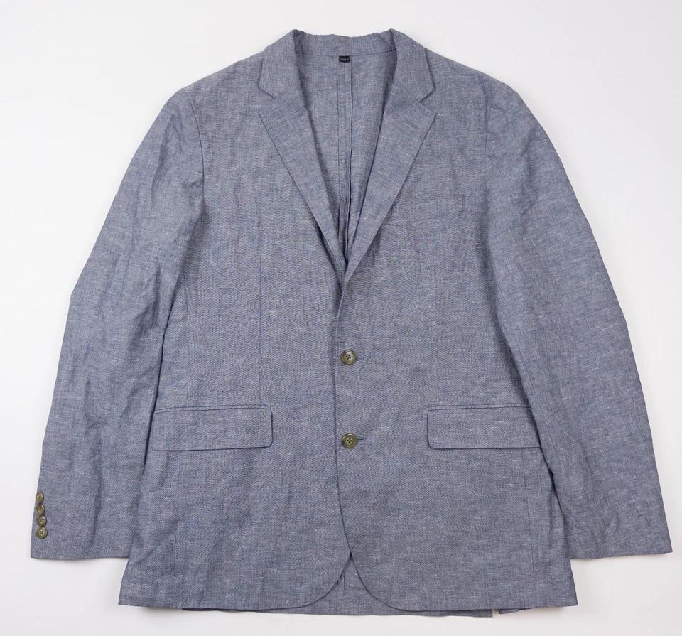 J. Crew Ludlow Blazer Men's 40R Slim Unstructured Cotton Linen Sport Coat Gray - Image 2 of 4