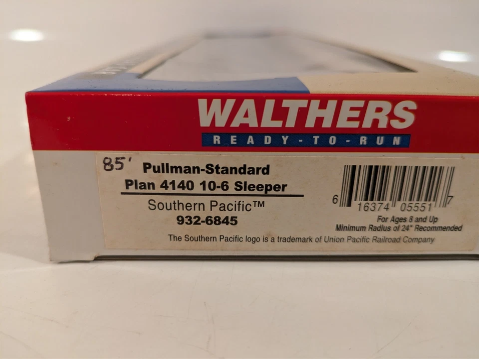HO SP Southern Pacific 85' PS Plan 4140 10-6 Sleeper NIB NOS # 932-6845 - Image 3 of 3