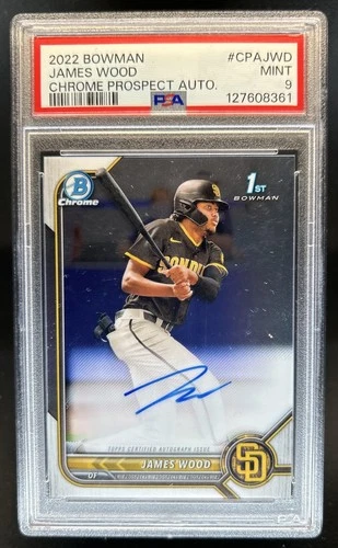 2022 Bowman James Wood Chrome Auto Autograph 1st Prospect #CPA-JWD Padres PSA 9