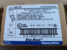 (250 PACK) Sta-Kon 10Rc-8F 12-10 Awg Vinyl Fork Terminal No 8 Stud