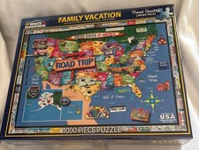 White Mountain Family Vacation 1000-Piece Jigsaw Puzzle With Road Trip Map Theme