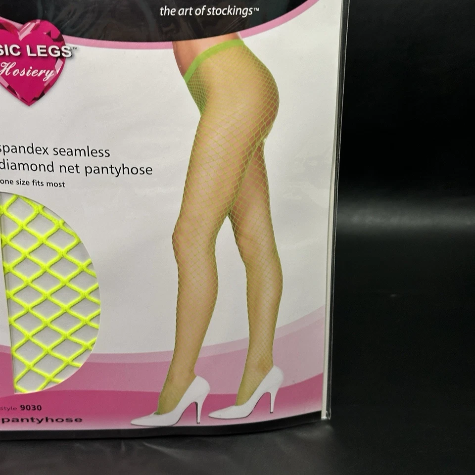 Pantimedias de Red Amarillo Neón Talla Única Red Diamante Halloween Disfraz Festival Foto 4 de 4