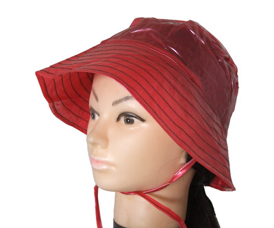 Moncler PVC Hut Regenhut Kapuze glänzend rot Kunststoff Vintage 90er Regenbekleidung Regenhut