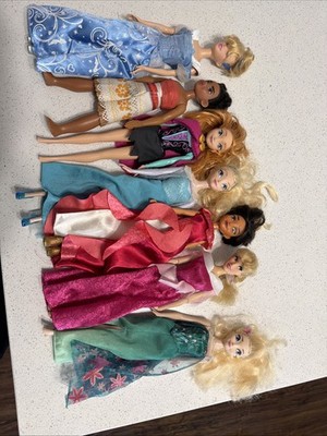LOT OF 7 DISNEY PRINCESS DOLLS Mattel Hasbro Mixed Lot Redressed & Shoes