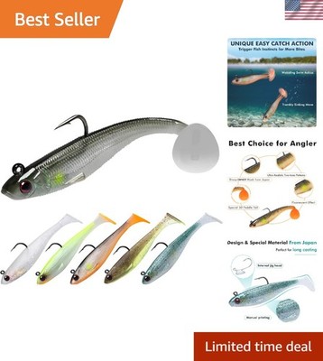 Easy Catch Pre-Rigged Soft Lures - 6pcs 3in Vibrant Swim Action for Bass & Trout