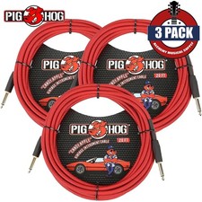 3-PACK Pig Hog PCH20CA 20FT 1/4" Candy Apple Red Instrument Guitar Cable