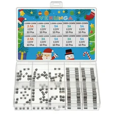 5 Values 100 Pcs 125V Christmas Light Fuses Kit 5X20Mm 3A 5A 125 Volt Max Fuse a