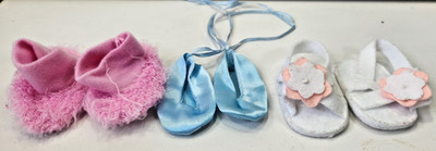 3 PAIRS OF UNBRANDED 18'' DOLL SHOES SLIPPERS SANDLES BALLET