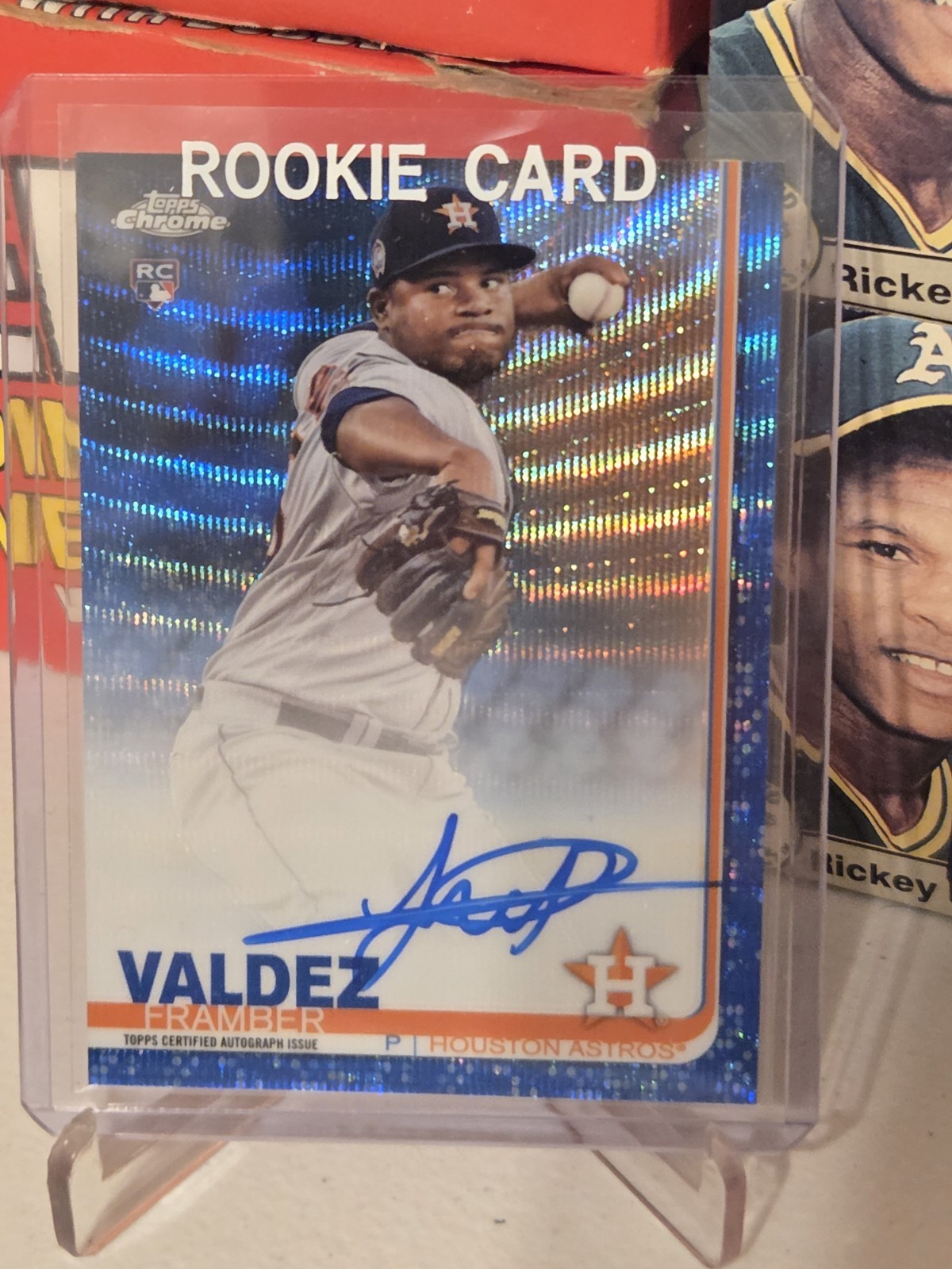 Framber Valdez RC AUTO 2019 Topps Chrome BLUE WAVE REFRACTOR /150 ROOKIE Astros