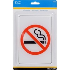 Hillman 848747 White Plastic English No Smoking Sign 5 H x 7 W in. Pack of 6 
