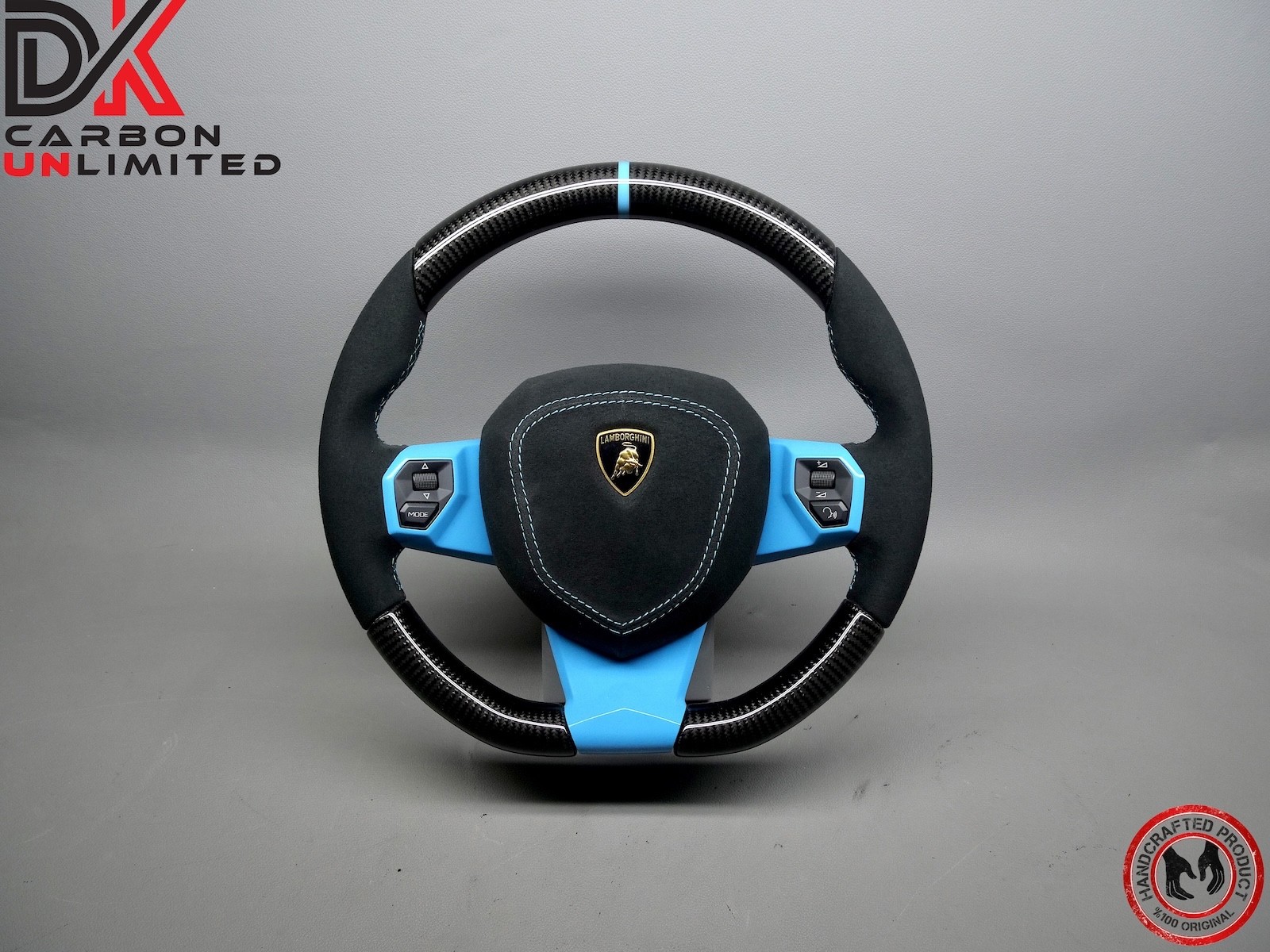 Lamborghini Aventador SVJ 63 LP700 Miami Blue Alcantara Carbon Steering Wheel v4