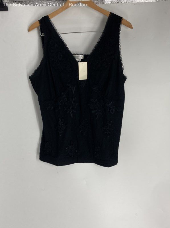 Coldwater Creek Womens Brown Black Floral Embroidered Tank Top Size XL Lot Of 2