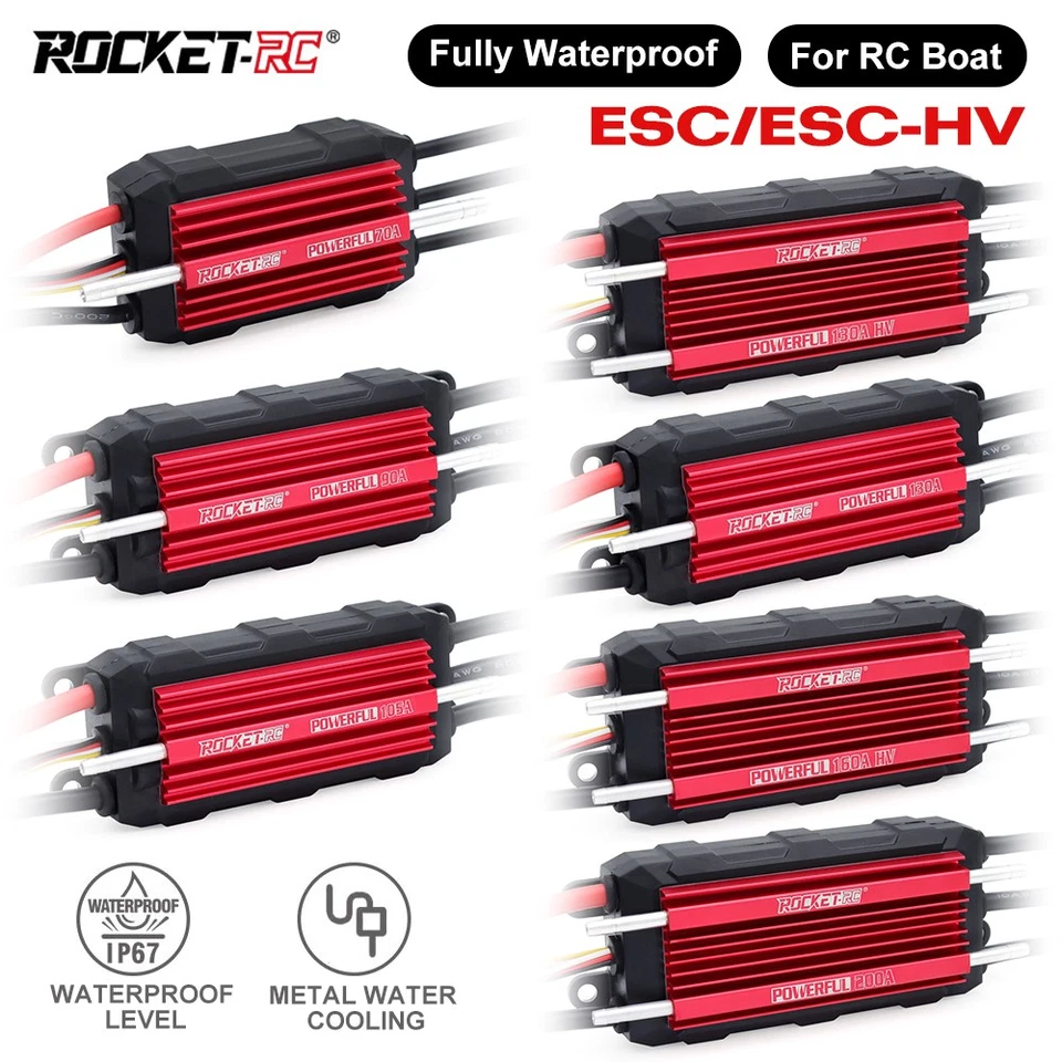 ROCKET-RC POWERFUL 32Bit Brushless ESC 70A/90A/105A/130A Wasserdicht für RC Boot - Bild 3 von 4