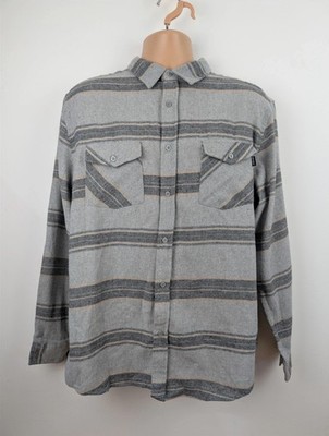Molokai Surf Co grau gestreiftes Langarm Flanellhemd. Herren groß. DN2717