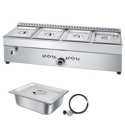 Commercial Propane Steam Table 4-Pan Outdoor Food Warmer Stainless Steel