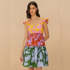 Farm Rio NEW Mixed Tropical Swing Mini Dress S