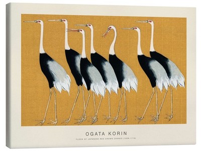 Leinwandbild Flock of Japanese Red Crown Cranes - Ogata Korin