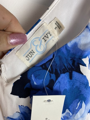 NWT Jun & Ivy White/Blue Floral Dress w/Pockets Size Small - Picture 6 of 9