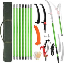 30ft Manual Pole Saw,Extendable Tree Pruner Sharp Steel Blade Scissors Trimming