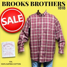 Men’s Dress Shirt Brooks Brothers XXL Red Plaid 1818 Button Up Long Sleeve Sale