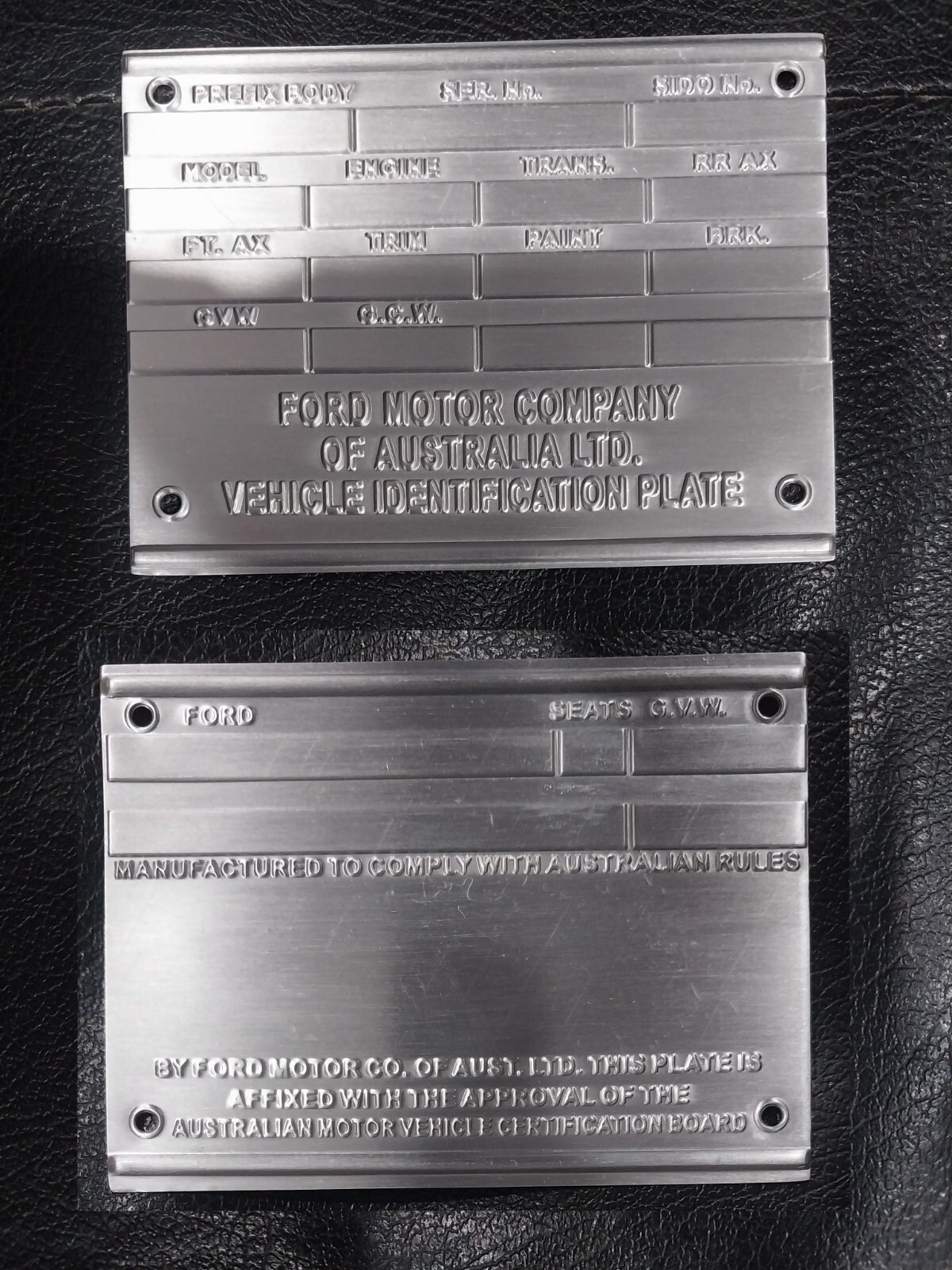 Australia Built Ford Data Plate - Stamped Aluminum Style 1 Part - Foto 14