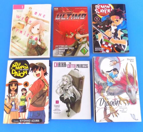Lot Of 6~Manga Softcovers~One Week-Karakuridoji Ultimo-Demon Slayer-Chaika-Azu  - Picture 1 of 12