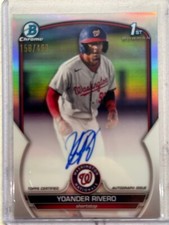 2023 Bowman Chrome Yoander Rivero Auto 1st RC Refractor  #158/499 Nationals Mint
