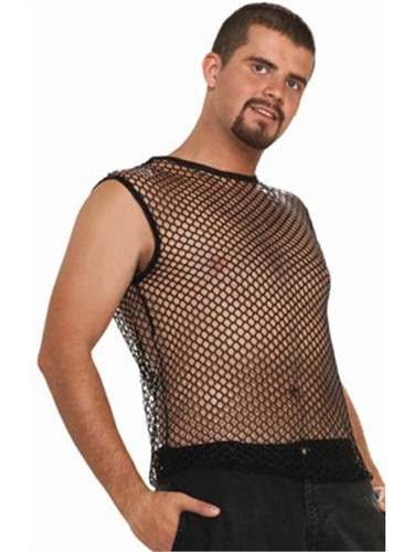Adult Black Costume Fishnet Retro 80s 