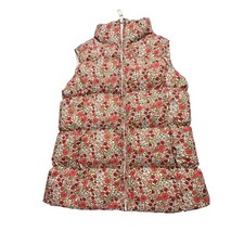 Lands End floral puffer vest kids M Down Filled
