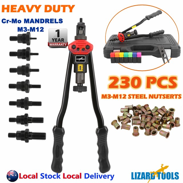 Riveter Rivnut Tool Kit Nutsert Gun 140Pcs Nutserts M3M12 CrMo Mandrel for sale online eBay