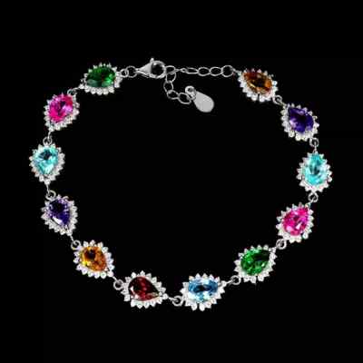 Silber Armband Topas Amethyst echt abgebaute Edelsteine massiv Sterling 6 3/4 bis 7 3/4