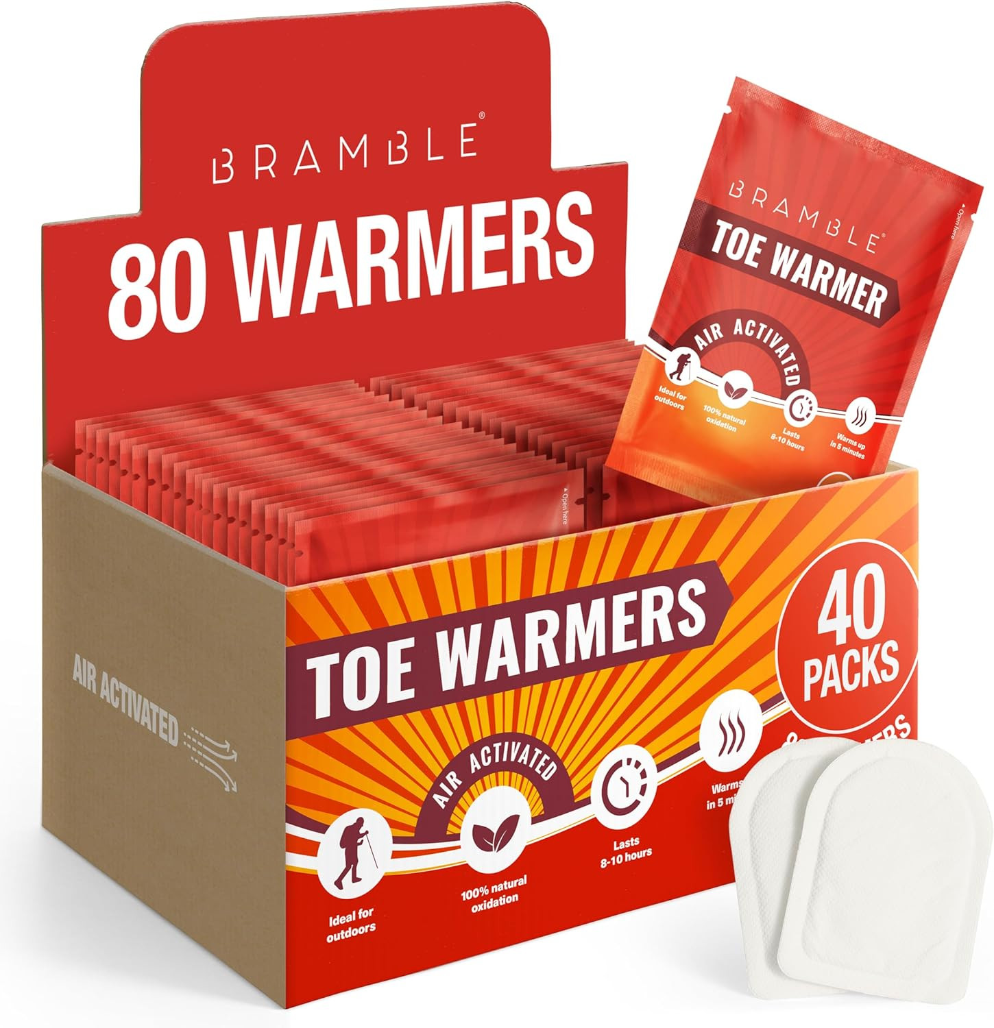 BRAMBLE 80 Fußwärmer Pads Für Schuhe (40 Paar Zehenwärmer) - Fusswärmer Wärmepad