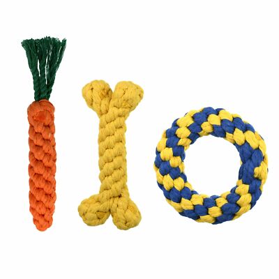 3pcs Durable Braided Rope Dog Toys Tooth Care Chew Play for Aggressive Chewers