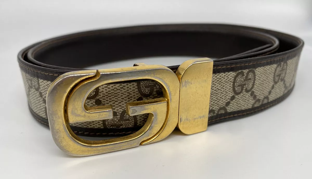 Reversible leather belt with Double G buckle