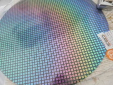 Dichroic Glass:CBS 90 COE Squares #3 RAINBOW on Flat Thin Black - 3"Sq