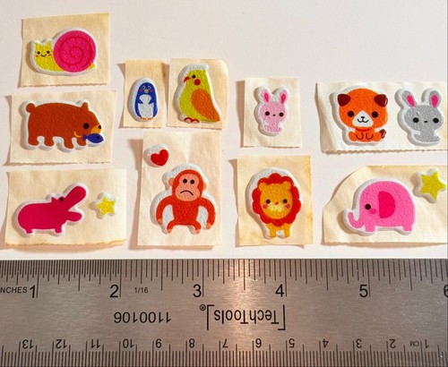 Vintage Puffy Stickers Cute Zoo Safari Baby Animals Elephant Lion Monkey Penguin