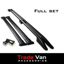 RENAULT TRAFIC LWB BLACK AERO PRO ROOF RACK SET WITH LOAD STOPS 2014+
